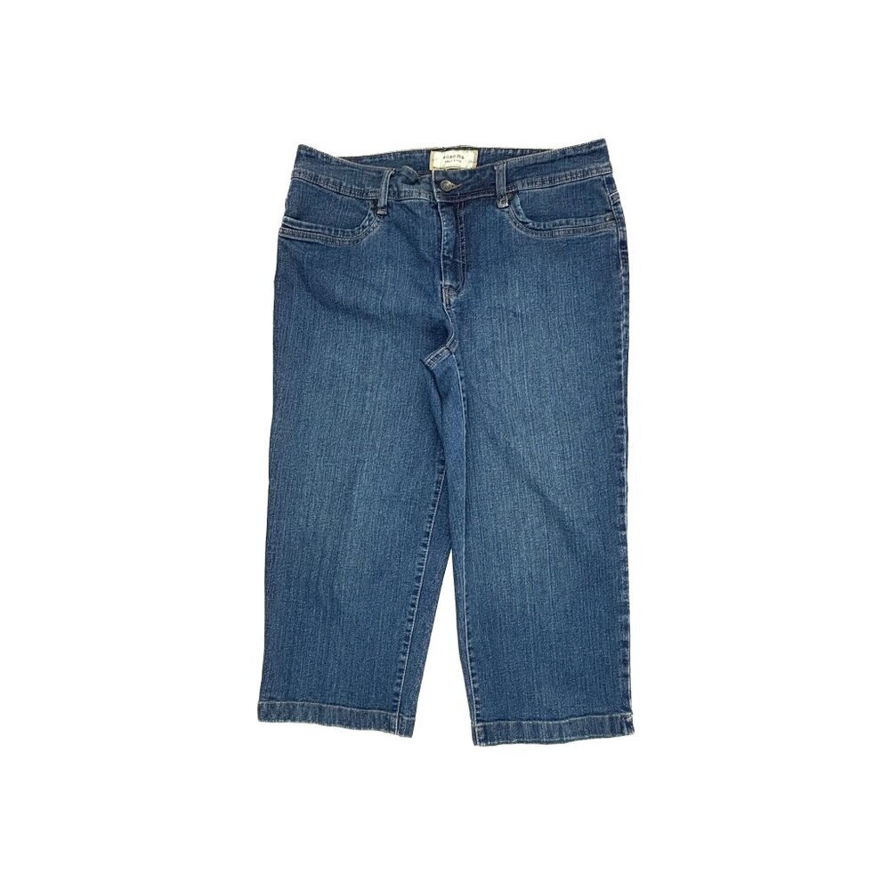 Sonoma Capri Jeans Women 12 Blue Dark Wash Back Flap‎ Pockets Denim Pants